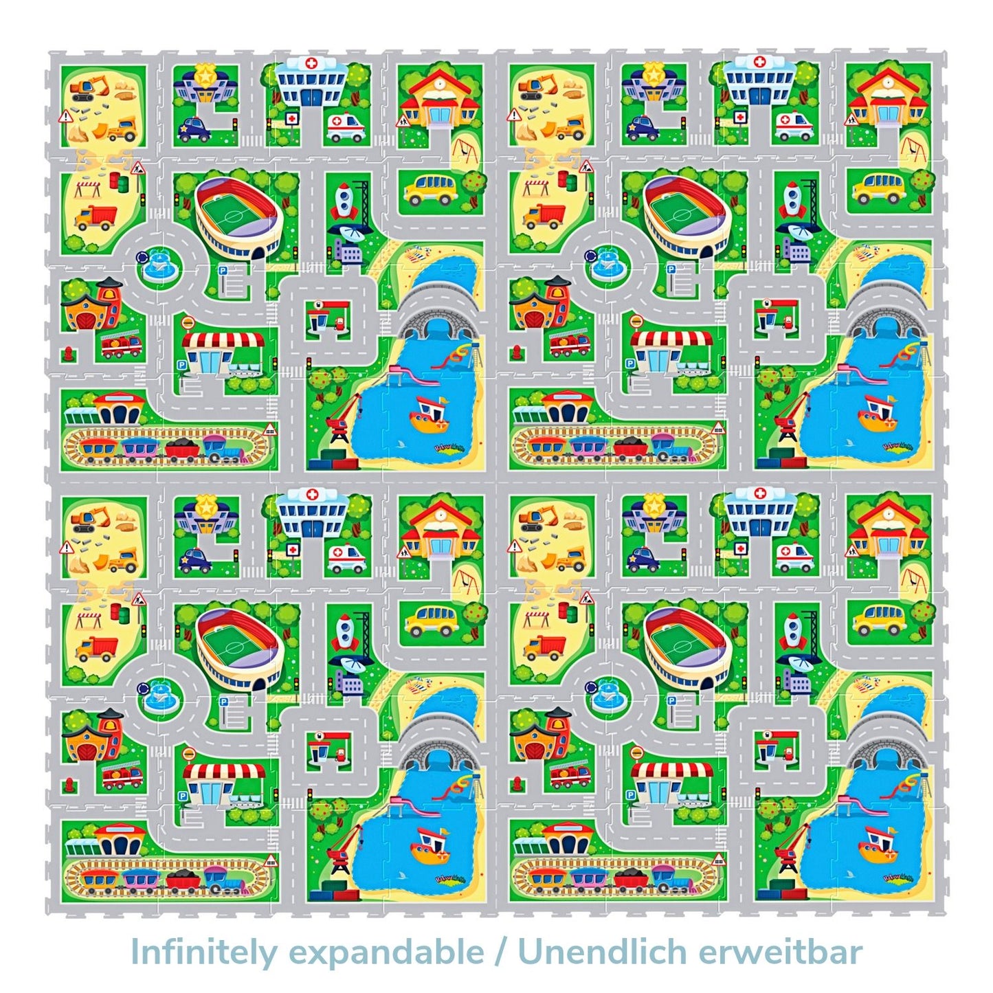 Tapis de jeu circuit en mousse à assembler city