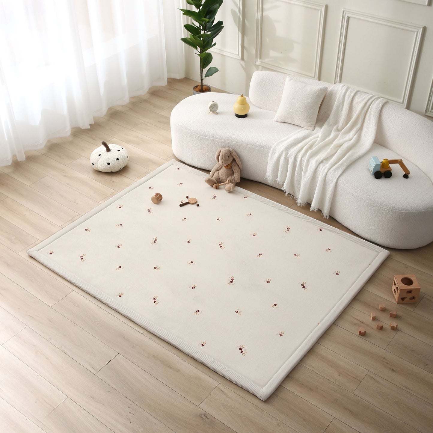 Tapis enfant à mémoire de forme imprimé petites fleurs CLOUD FLORAL