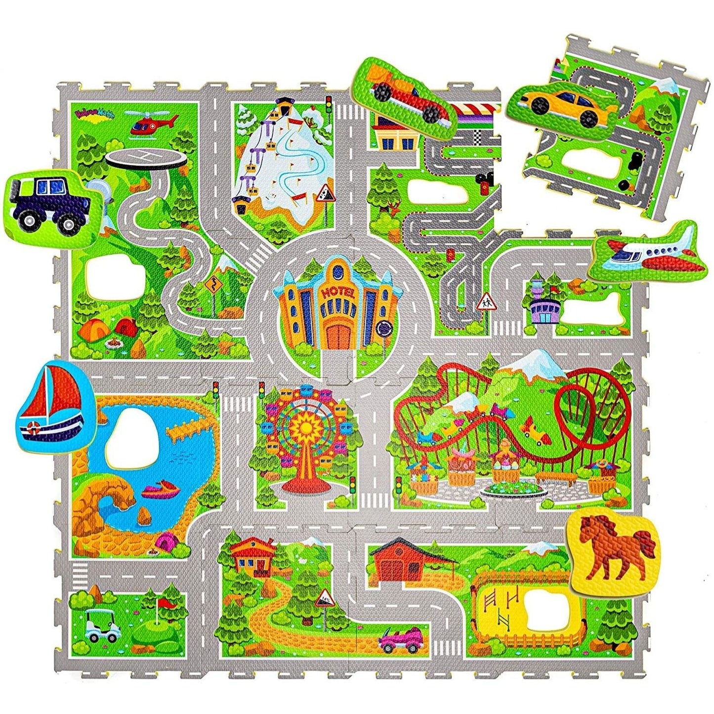 Tapis de jeu circuit en mousse à assembler holiday