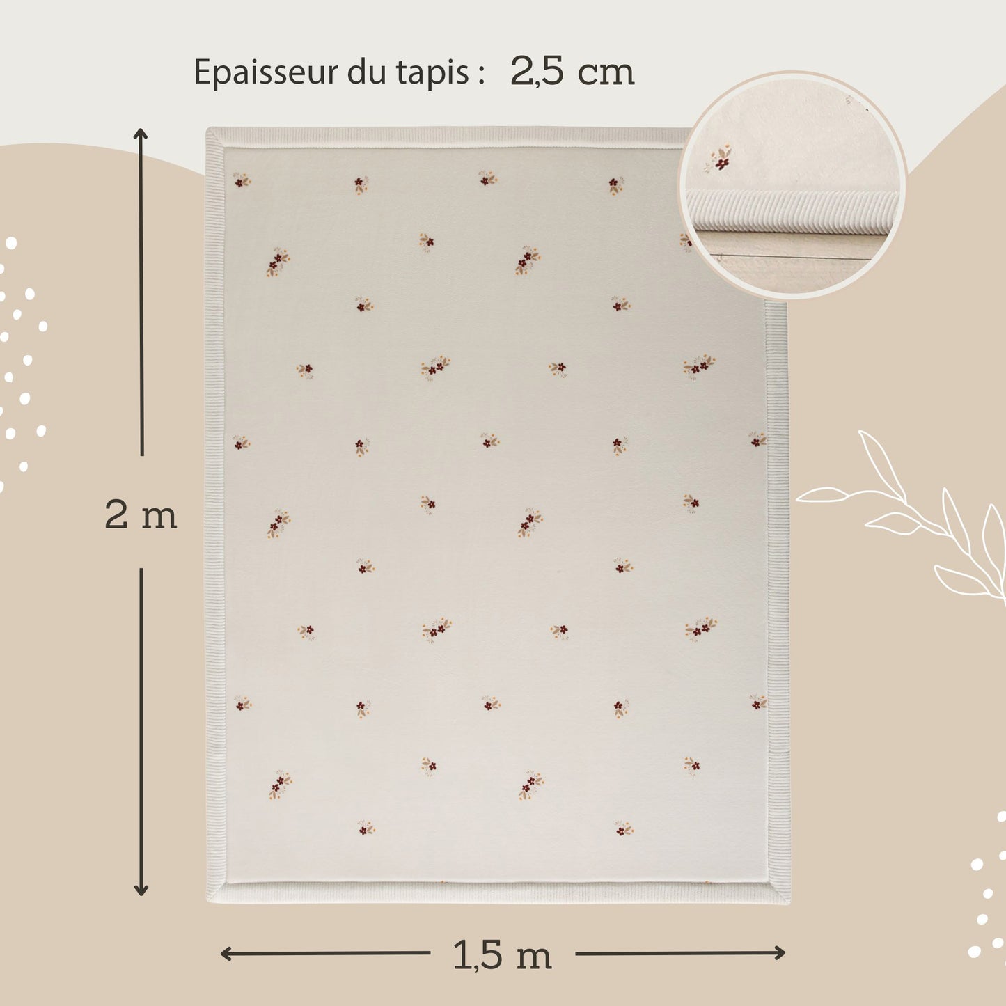 Tapis enfant à mémoire de forme imprimé petites fleurs CLOUD FLORAL