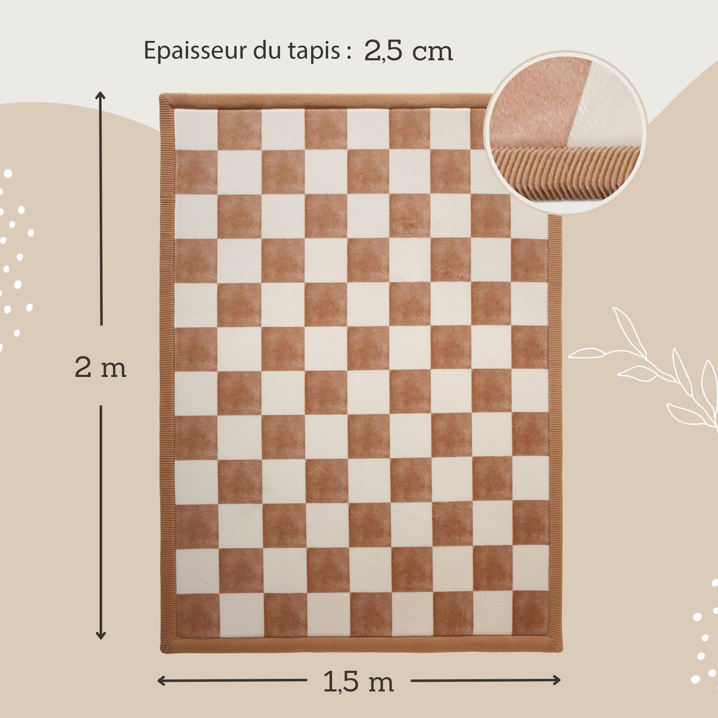 Tapis enfant à mémoire de forme motif damier CLOUD SQUARES