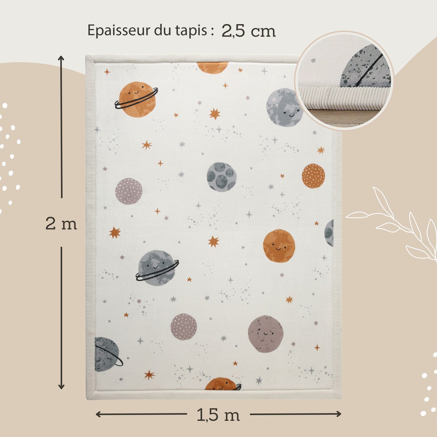 Tapis enfant à mémoire de forme planètes CLOUD HAPPY PLANETS