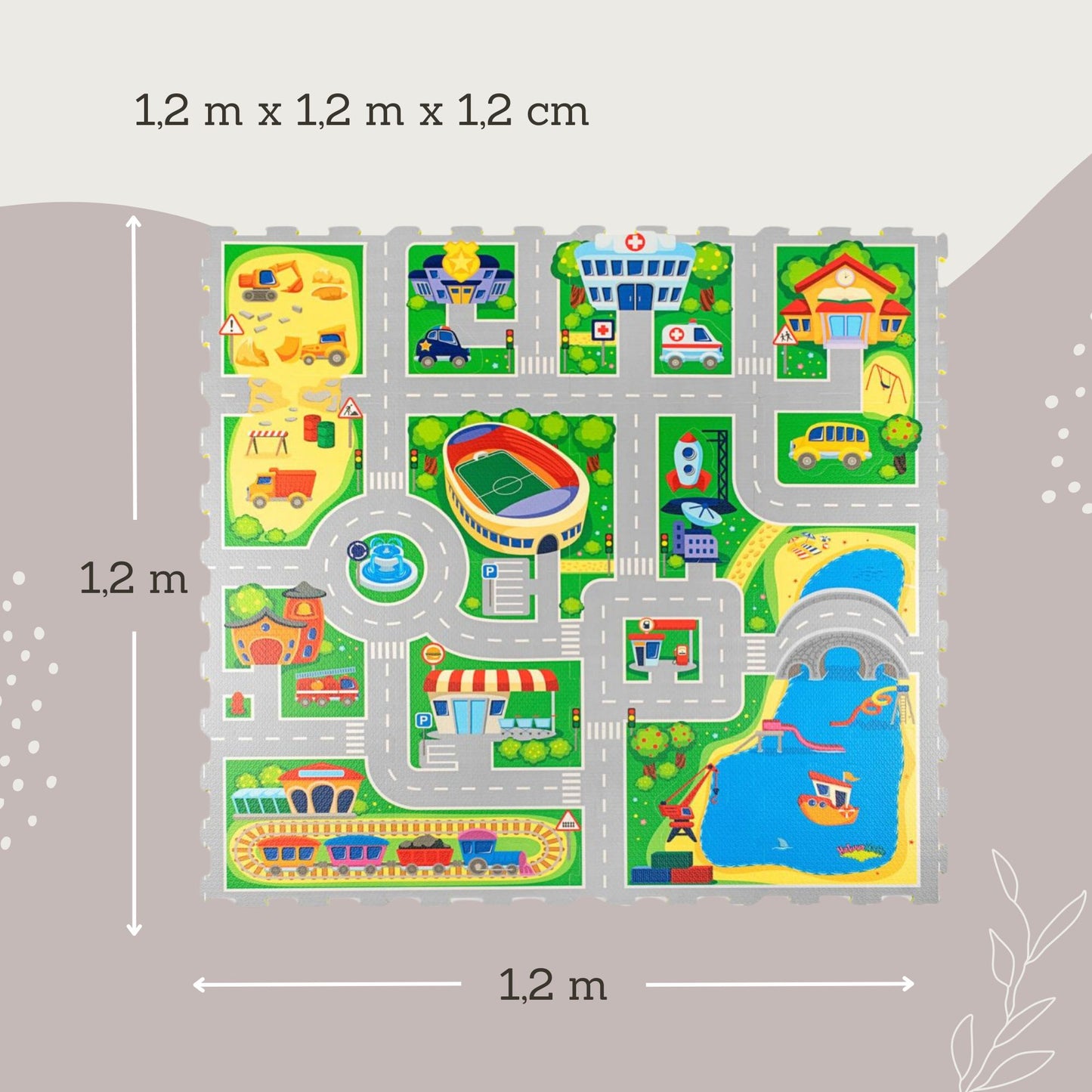 Tapis de jeu circuit en mousse à assembler city