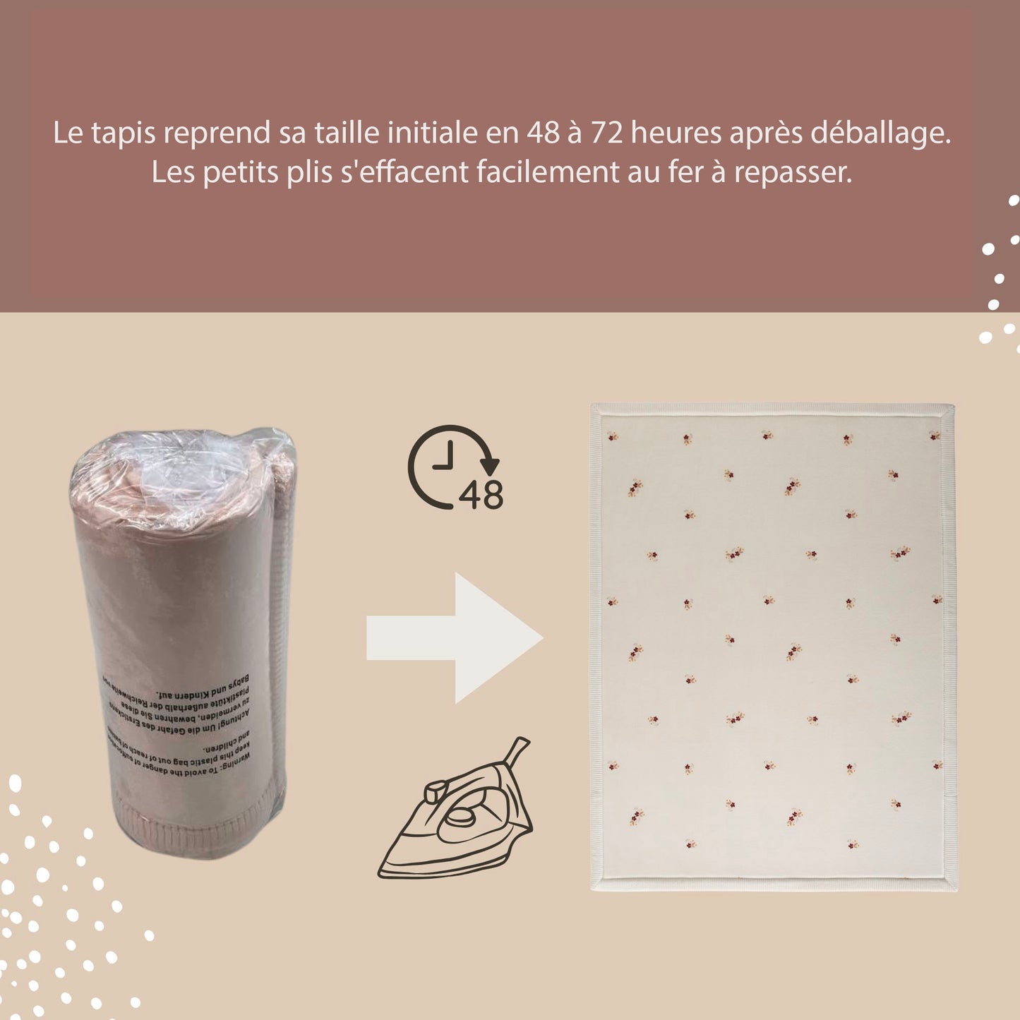 Tapis enfant à mémoire de forme imprimé petites fleurs CLOUD FLORAL