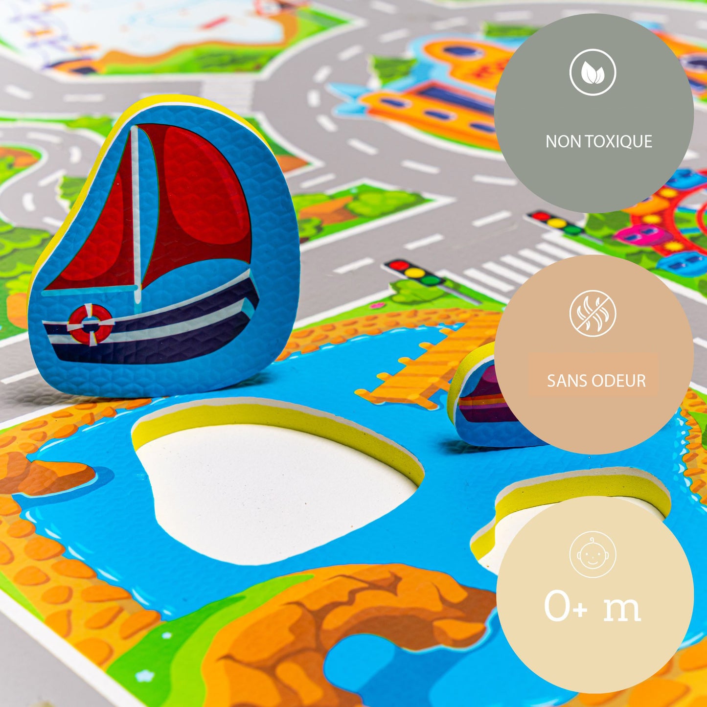 Tapis de jeu circuit en mousse à assembler holiday