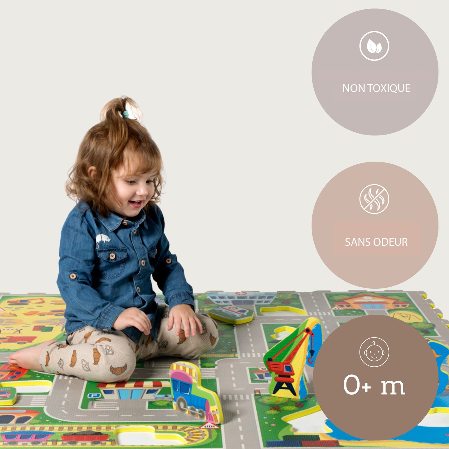 Tapis de jeu circuit en mousse à assembler city
