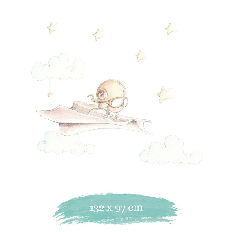 Sticker mural enfant petit avion Avion de papel