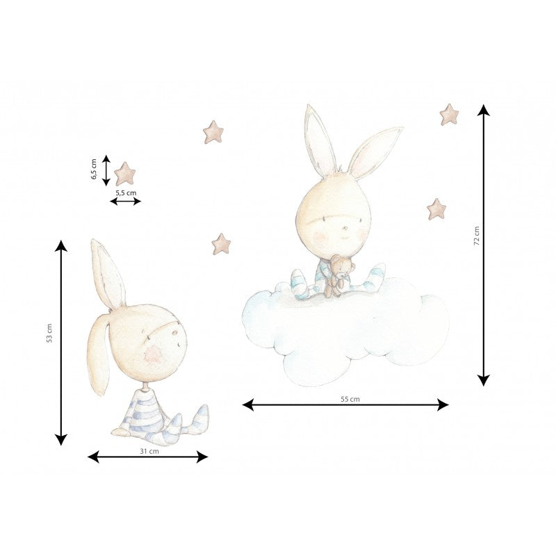 Sticker mural enfant petits lapins Twin rabbit