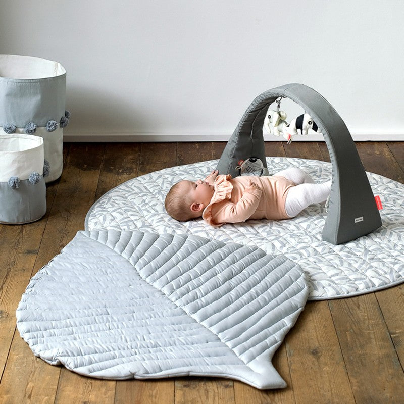 Tapis bébé coton organique cousu main LEAF - STONE