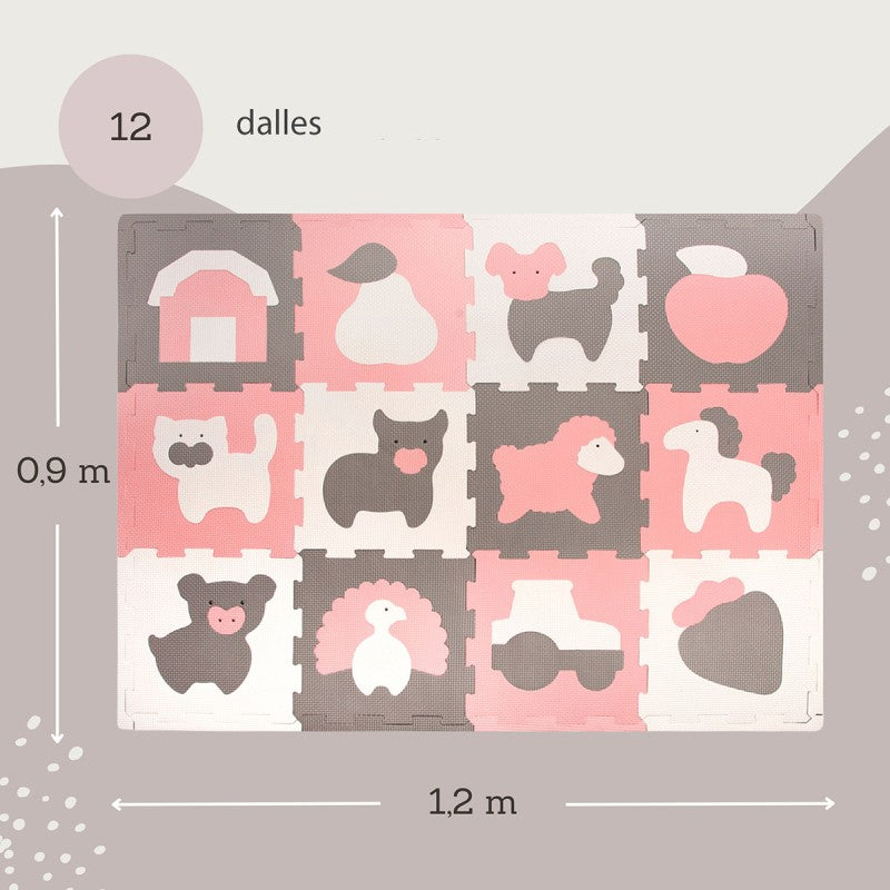 Tapis de jeu mousse à assembler animaux de la ferme FARM