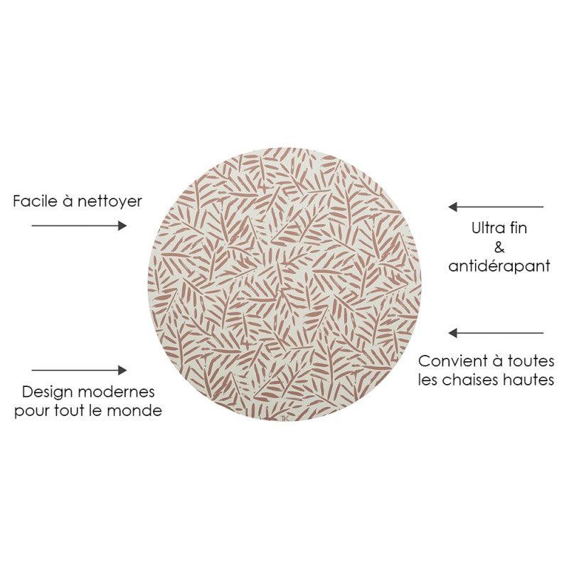 Tapis protège sol rond feuille LEAVES - SEA SHELL