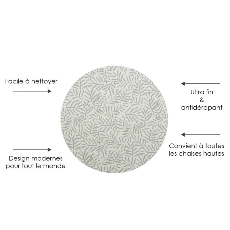 Tapis protège sol rond feuille LEAVES - STONE