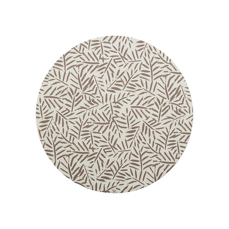 Tapis protège sol rond feuille LEAVES - TAN