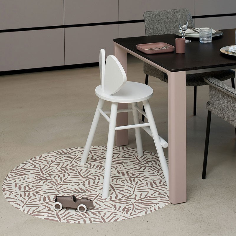 Tapis protège sol rond feuille LEAVES - TAN