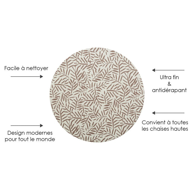 Tapis protège sol rond feuille LEAVES - TAN
