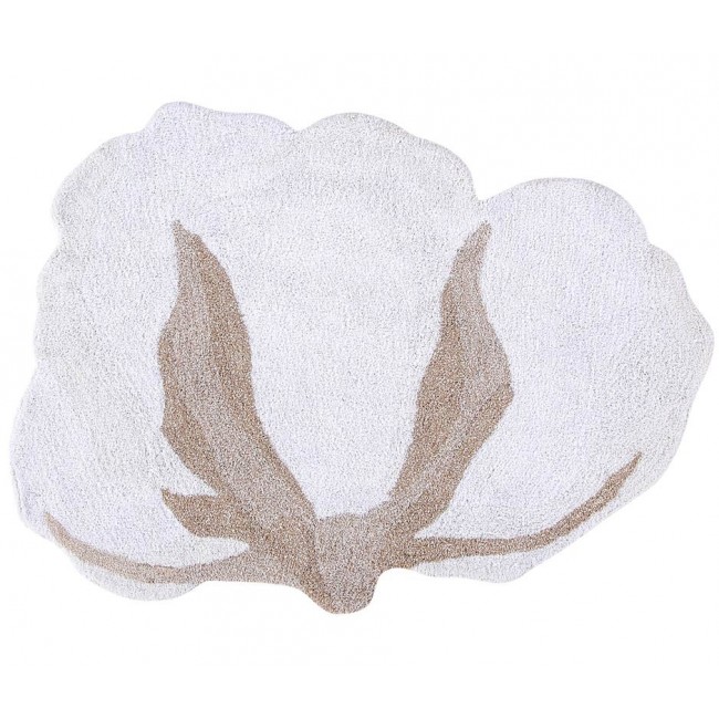 Tapis enfant en coton tissé plat imprimé motifs fleurs d1