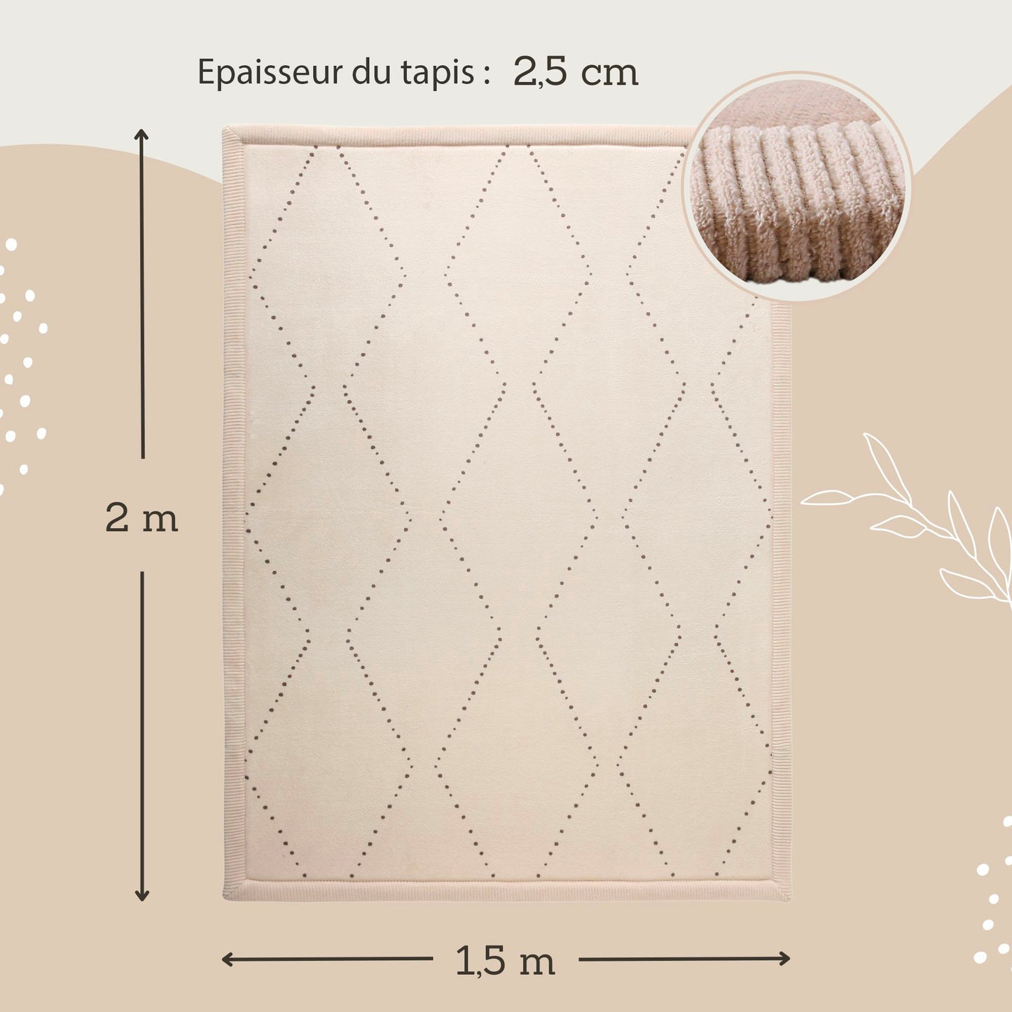 Tapis enfant à mémoire de forme motif berber CLOUD CHEVRON