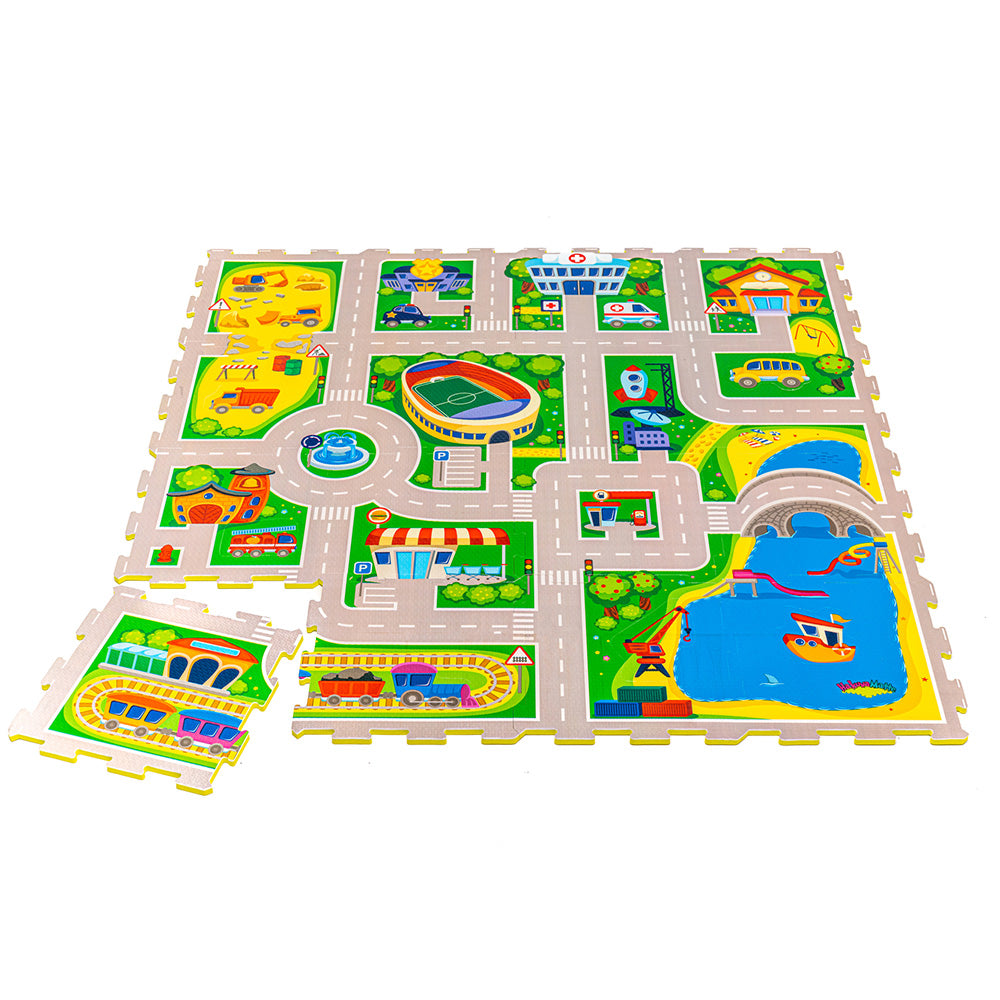 Tapis de jeu circuit en mousse à assembler city