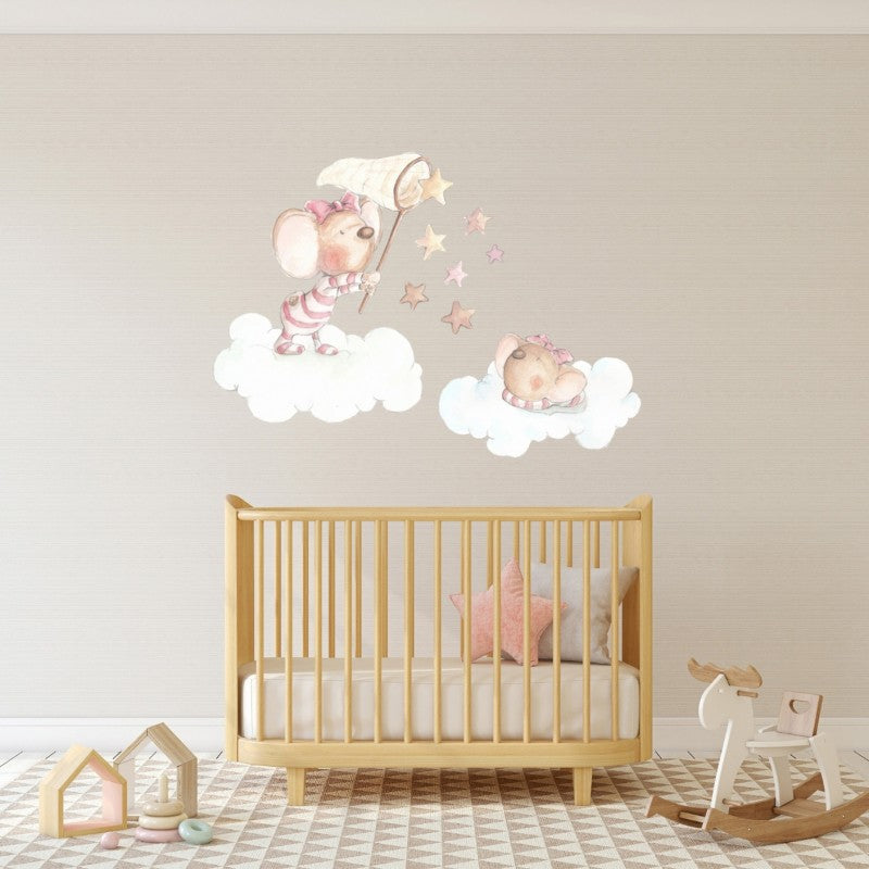 Sticker mural bébé petites souris