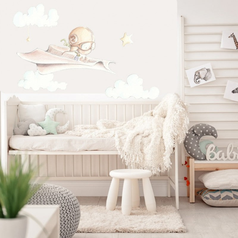 Sticker mural enfant petit avion Avion de papel