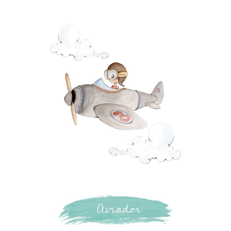 Sticker mural enfant petit avion Cuco