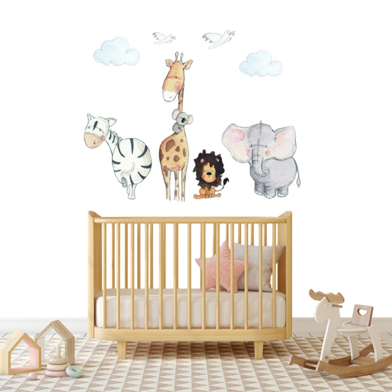 Sticker mural enfant petits animaux Madagascar