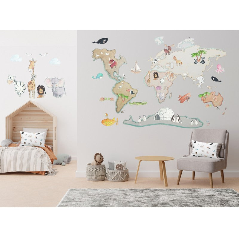 Sticker mural enfant petits animaux Madagascar