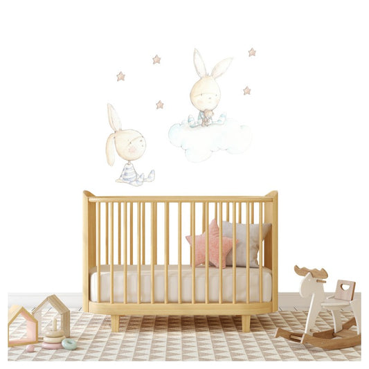 Sticker mural enfant petits lapins Twin rabbit